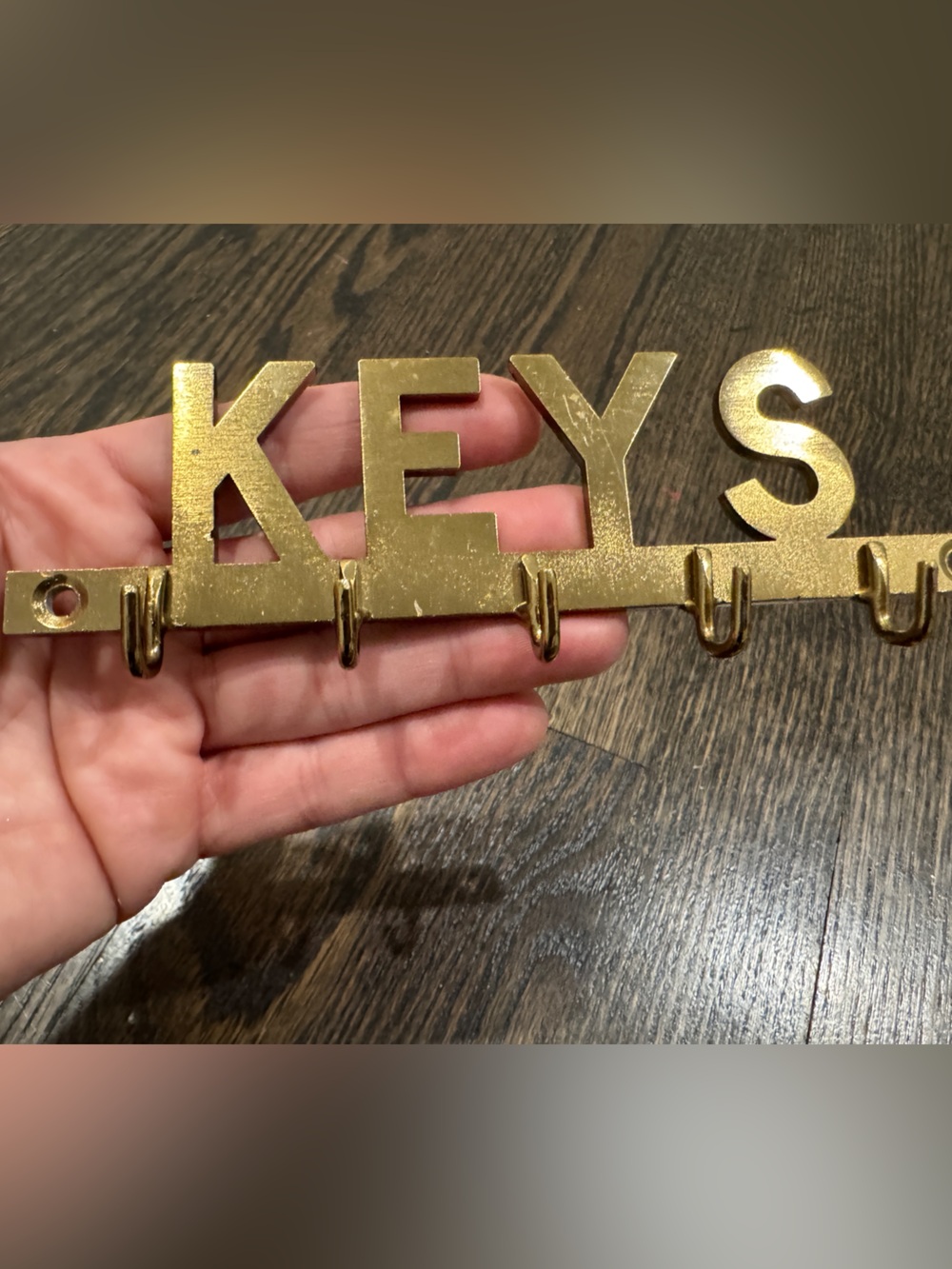 "KEYS" Wall Mount Key Holder Brass Look